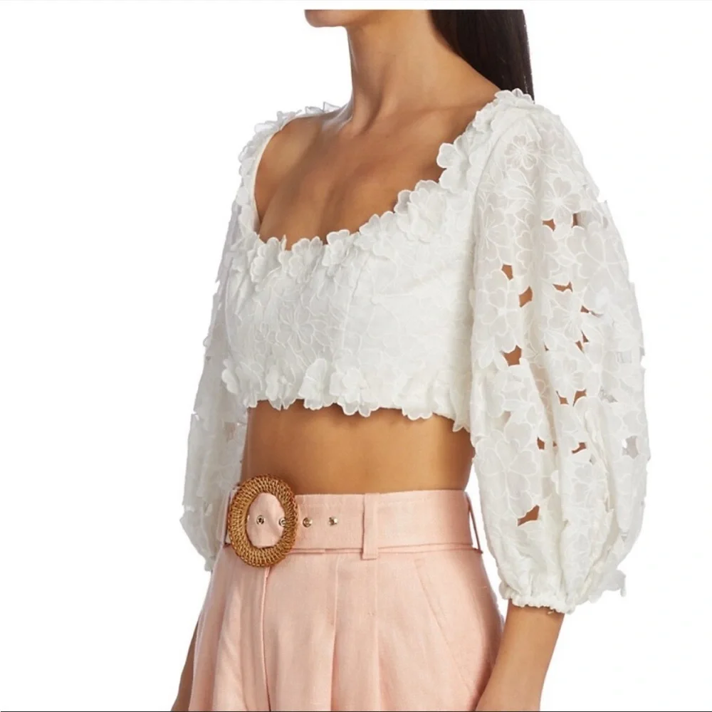 Zimmermann Linen  Lola crop top embroidered. - Picture 5 of 10